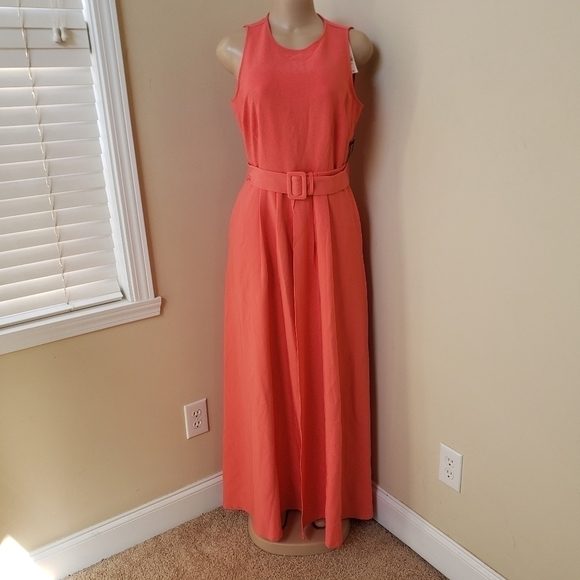 NEW YORK & CO. Peach Sleeveless Open Front Belted Dress - Picture 1 of 12